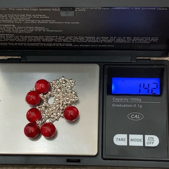 Silver-tone Chain with Red Beads Lariat 24-Inch Necklace 14.2g - Picture 13 of 14